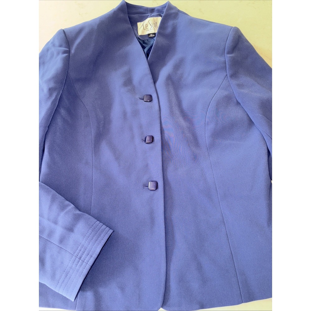 Le Suit Essentials Blazer Jacket Womens 6P 6 Petite Blue Buttons Career Lined